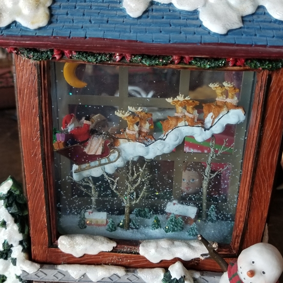 Vintage Christmas lights 3d 2 sided window decor snow glass display musical - Picture 16 of 16